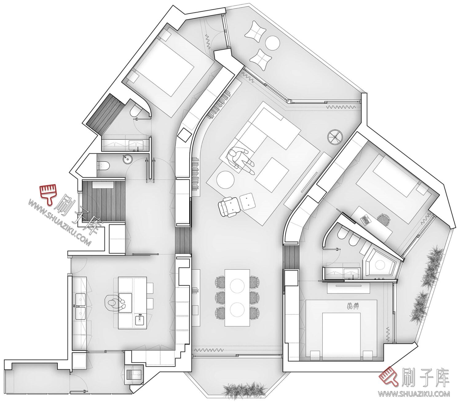 图片[13]-私宅-公寓-一至四居室空间平面图合集（945张）-刷子库