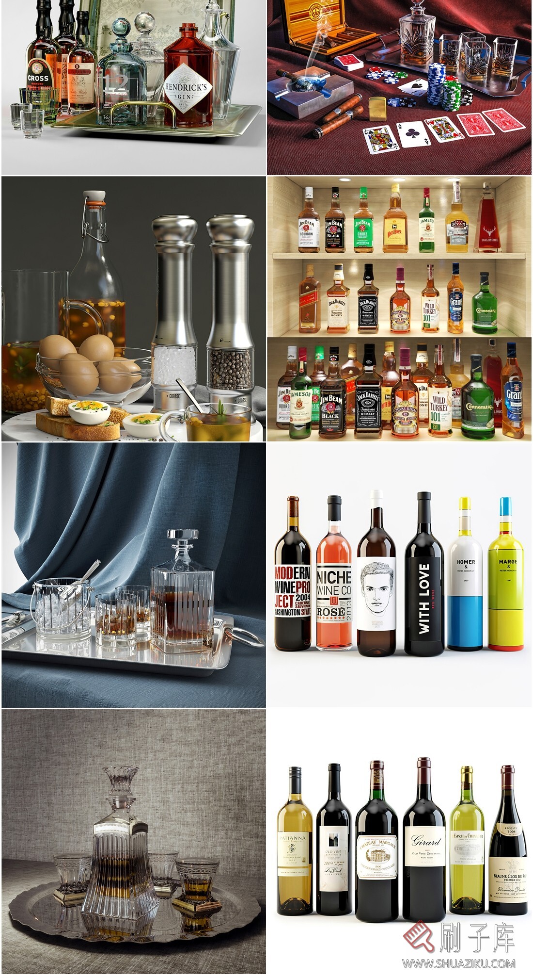 图片[3]-3dmax玻璃制品酒水酒瓶酒杯模型23个-刷子库