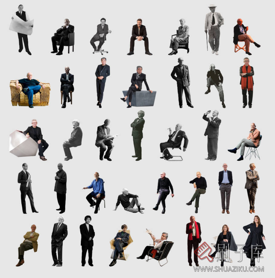 图片[1]-37个建筑大师高清剪影图集，PSD+PNG，1.03G-刷子库