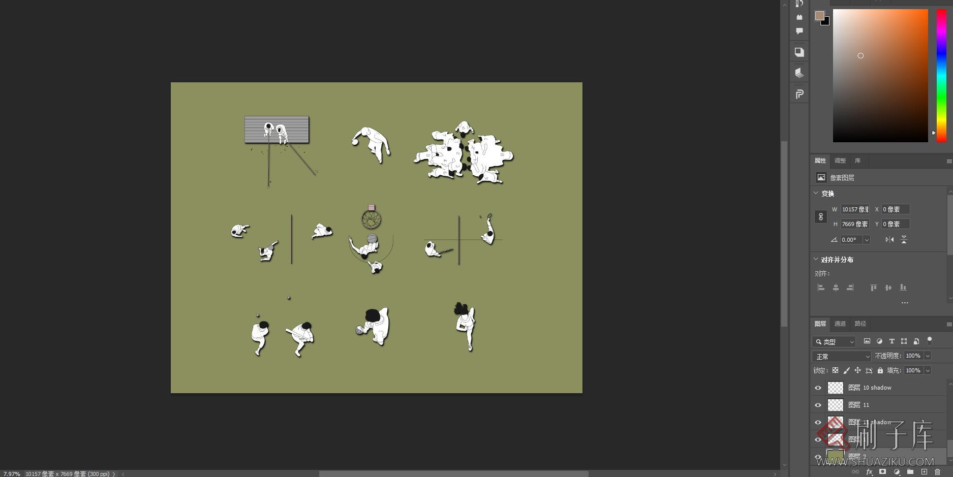 9组顶视运动人物素材,AI+CAD+PSD+PNG-3