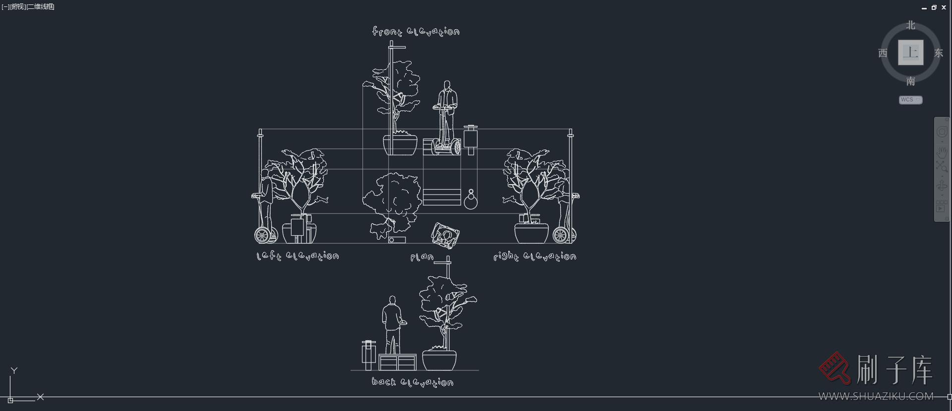 1组骑平衡车人物+小景五视图，AI+CAD+PNG-2