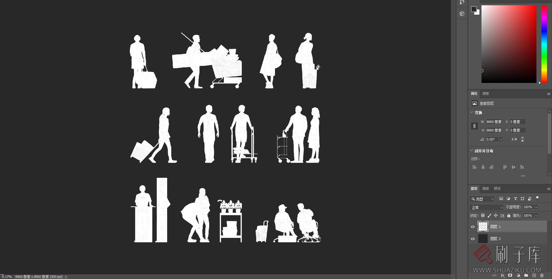 11个购物矢量线稿人物图集，PS+AI+CAD-4