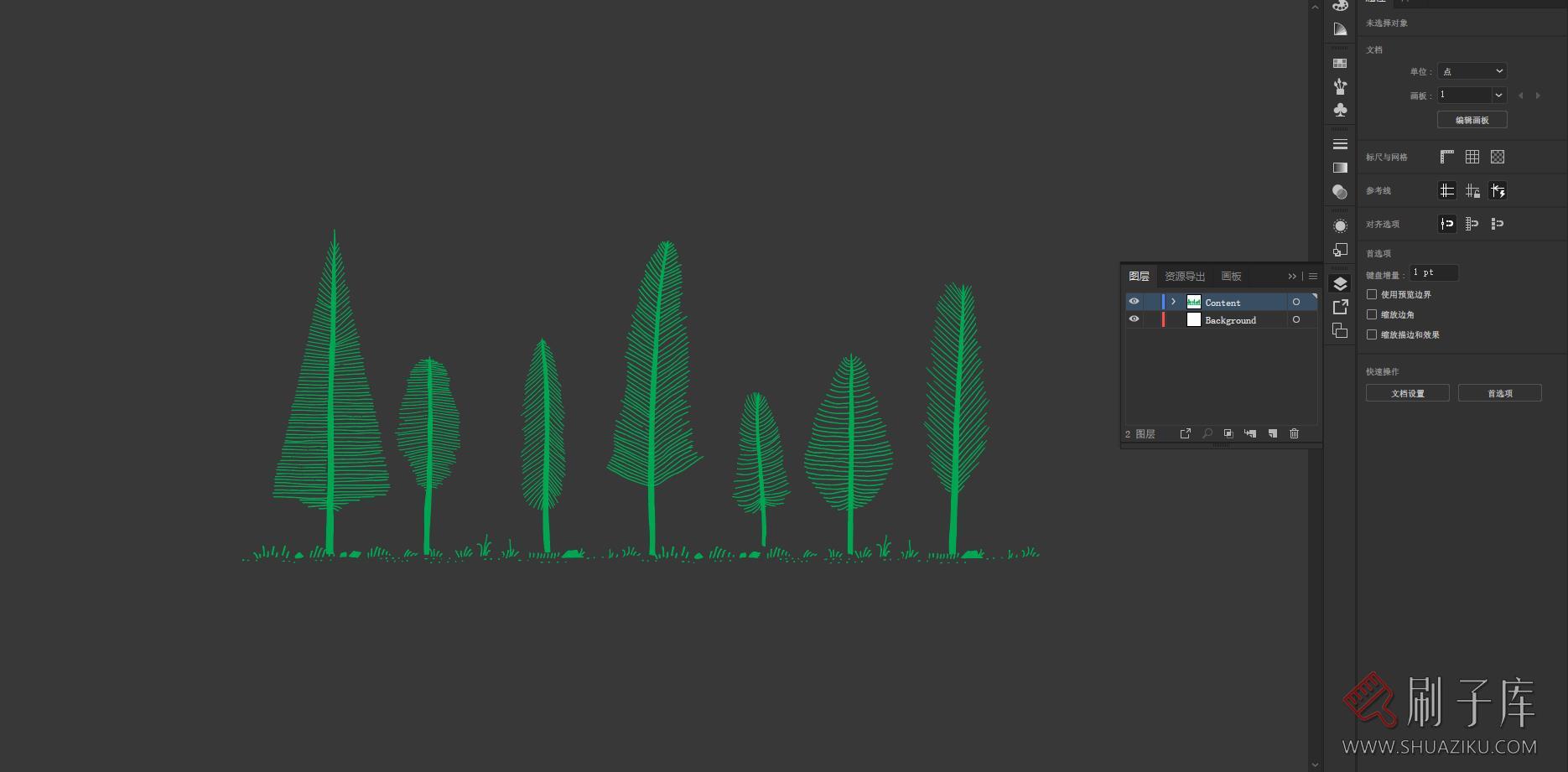 6个羽毛树矢量图集，AI+CAD-2