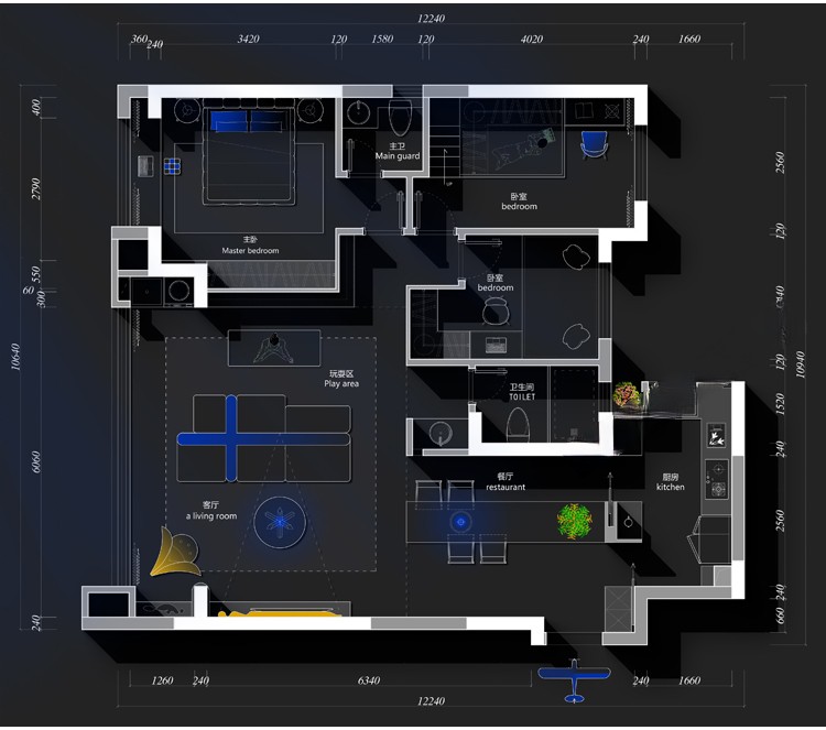图片[8]-卡通创意家装户型图室内设计平面图布局图CAD方案PSD彩平图源文件-刷子库