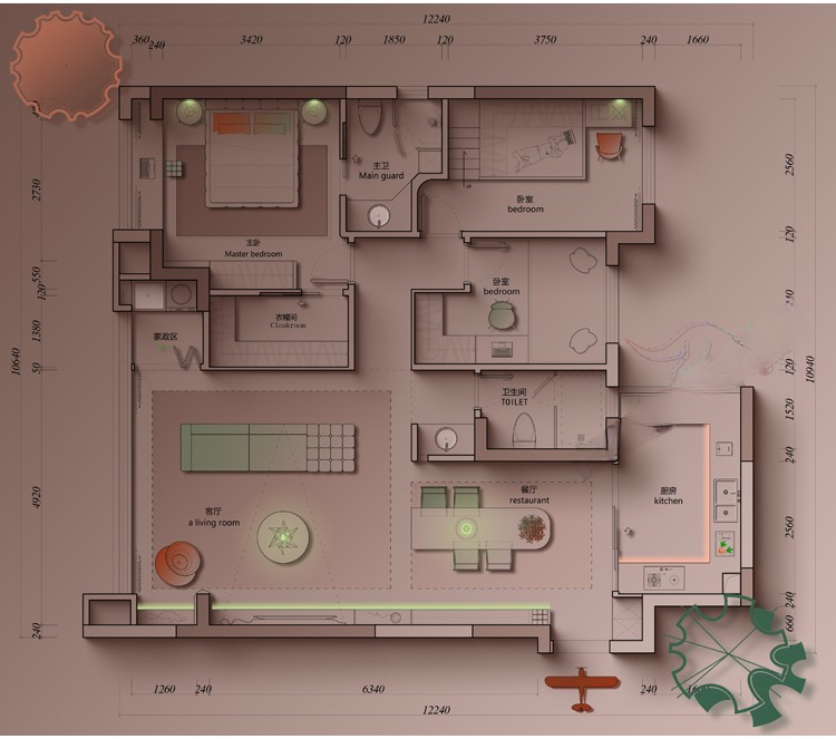 图片[9]-卡通创意家装户型图室内设计平面图布局图CAD方案PSD彩平图源文件-刷子库