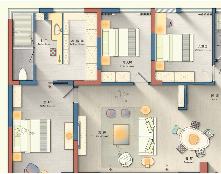 图片[13]-卡通创意家装户型图室内设计平面图布局图CAD方案PSD彩平图源文件-刷子库