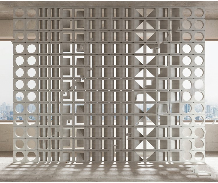 图片[12]-现代水泥空心砖构件镂空透光隔断侘寂风微水泥景墙SU模型草图大师-刷子库