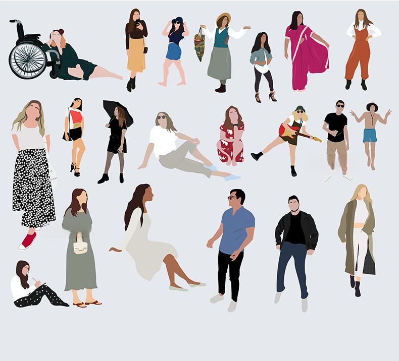 图片[5]-人物造型平面立面CAD图库图块站坐俯视人体工程设计素材运动线稿-刷子库