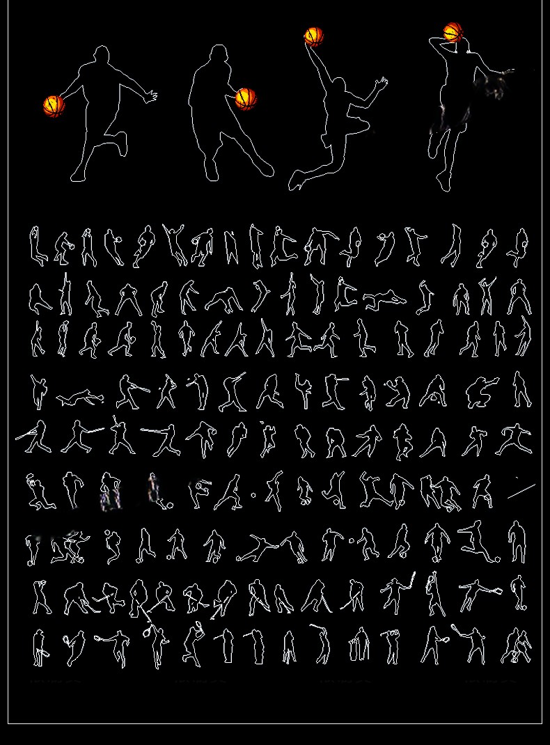 图片[22]-人物造型平面立面CAD图库图块站坐俯视人体工程设计素材运动线稿-刷子库