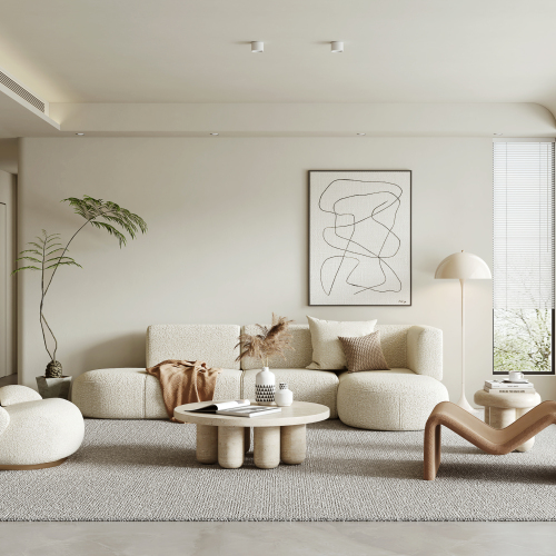 侘寂奶油风客厅3d模型-刷子库