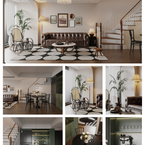 南洋复古客餐厅3d模型-刷子库