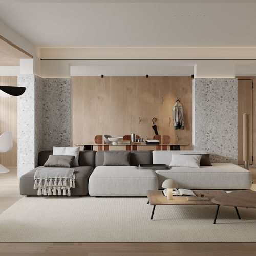 现代平层客餐厅3d模型-刷子库