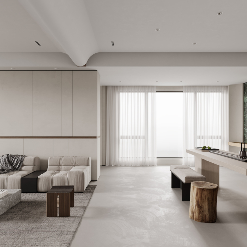 现代极简客餐厅3d模型-刷子库