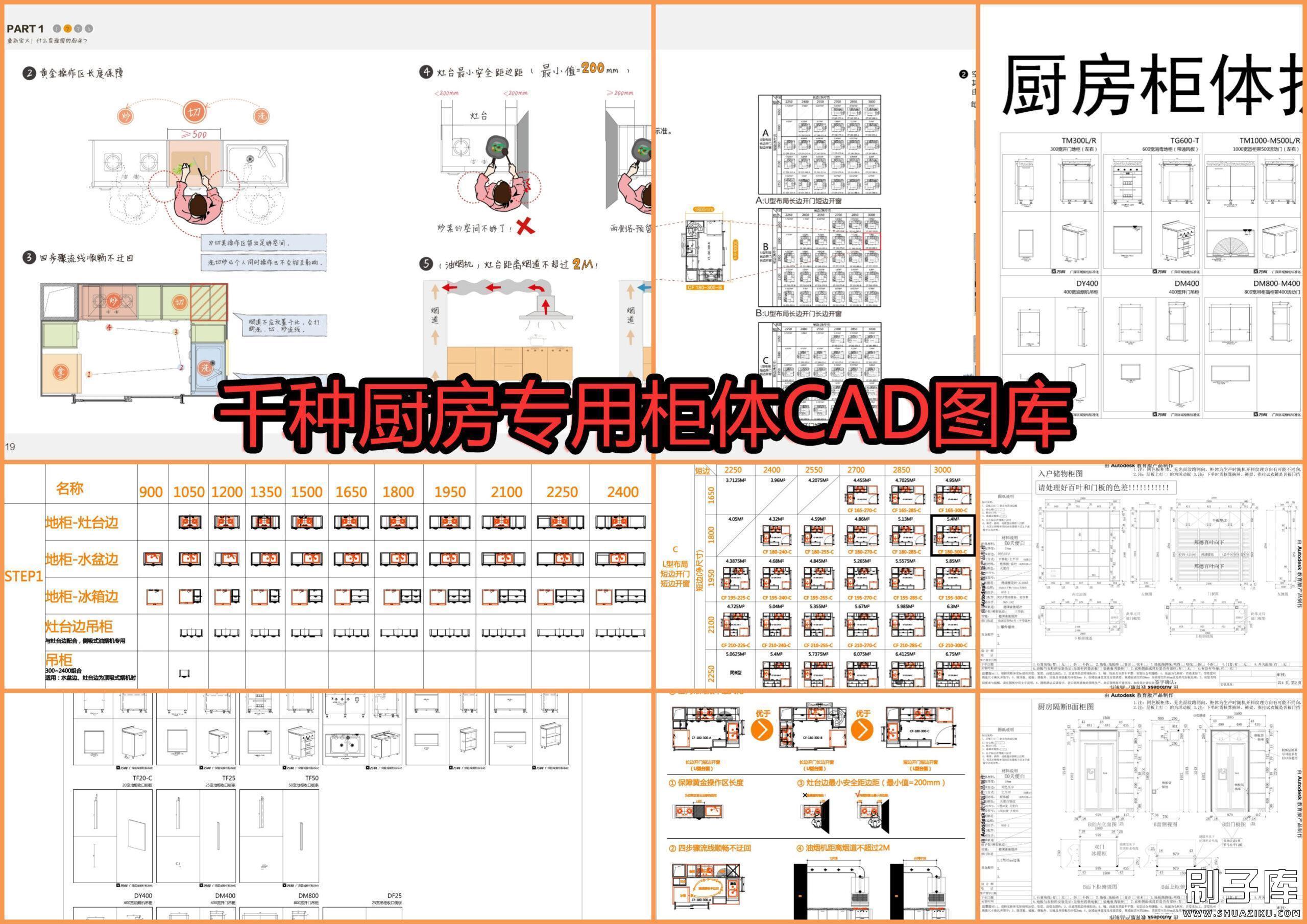 千种厨房橱柜专用柜体CAD图库-刷子库