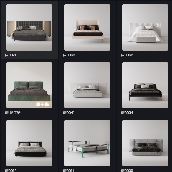 D5床模型20个-刷子库