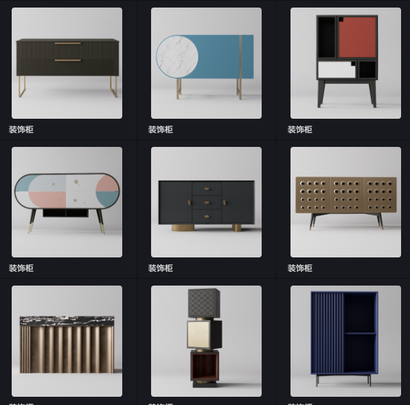 D5装饰柜模型12个-刷子库