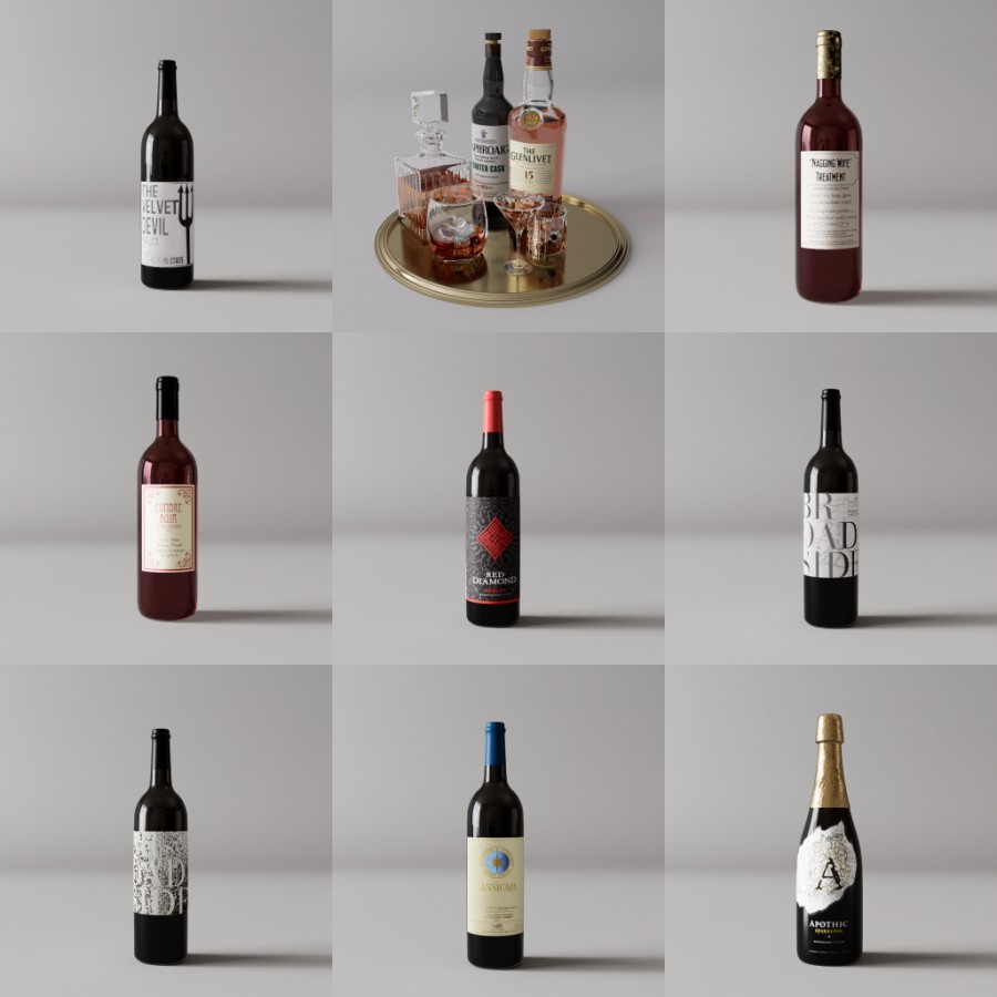 D5酒水模型12个-刷子库