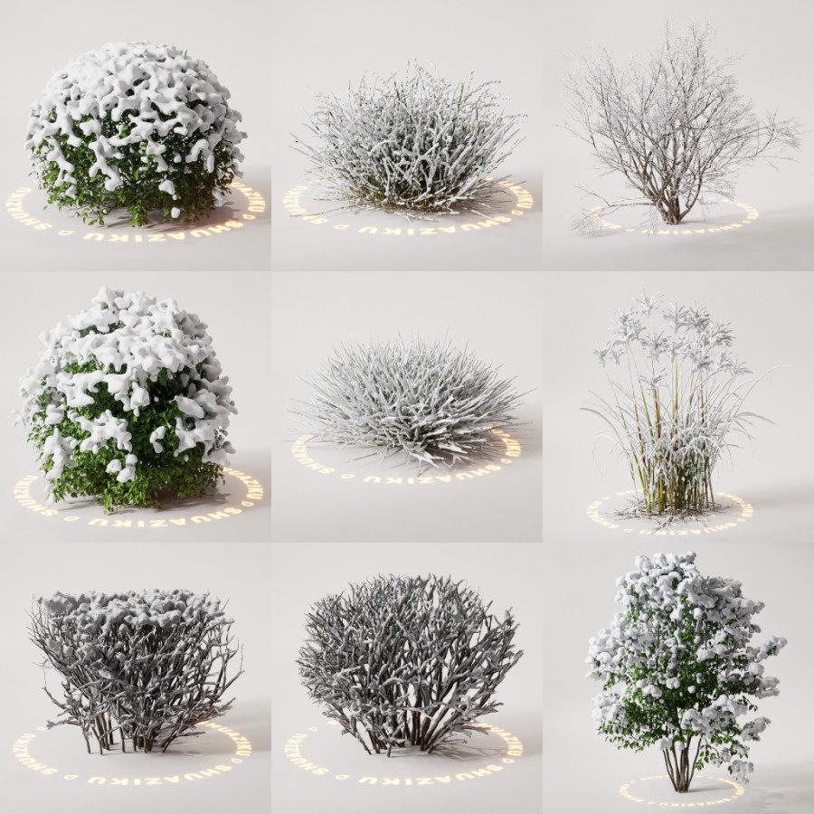 D5雪景植物模型22个-刷子库