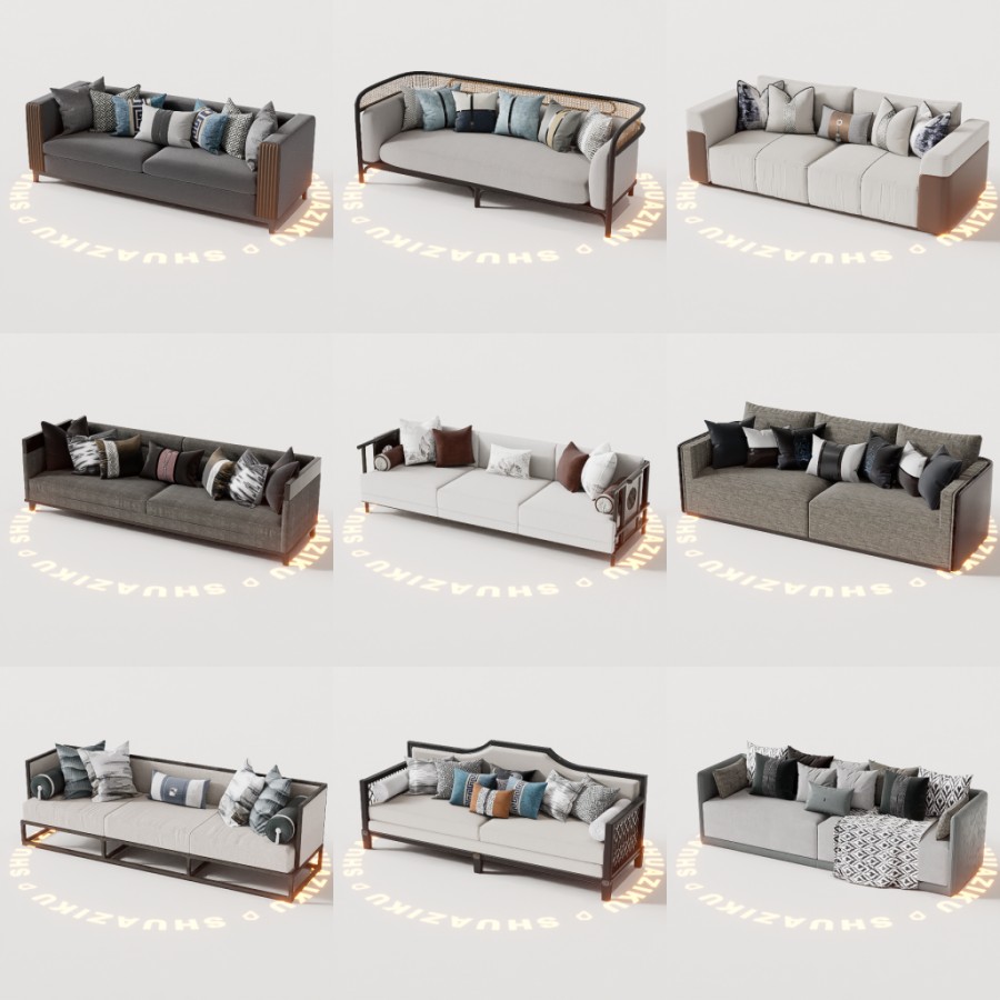 D5中式沙发模型13个-刷子库