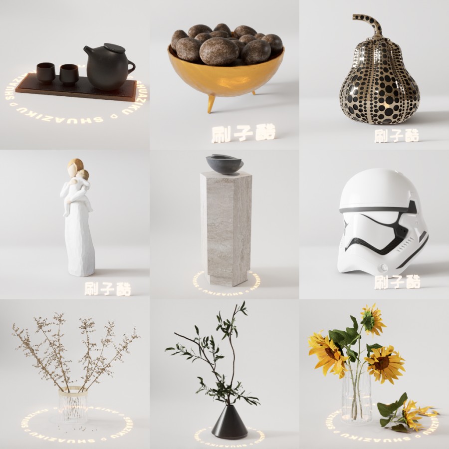 D5装饰摆件模型20个-刷子库