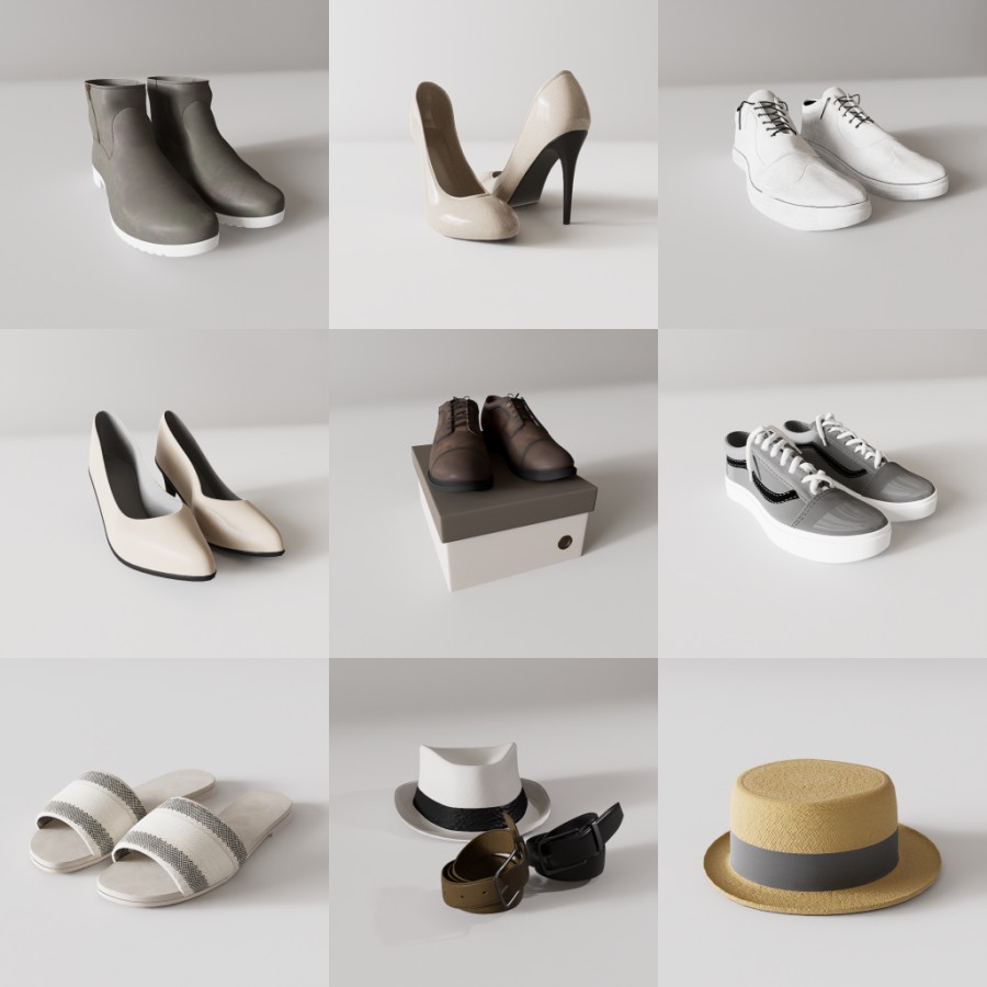 D5鞋帽模型10个-刷子库