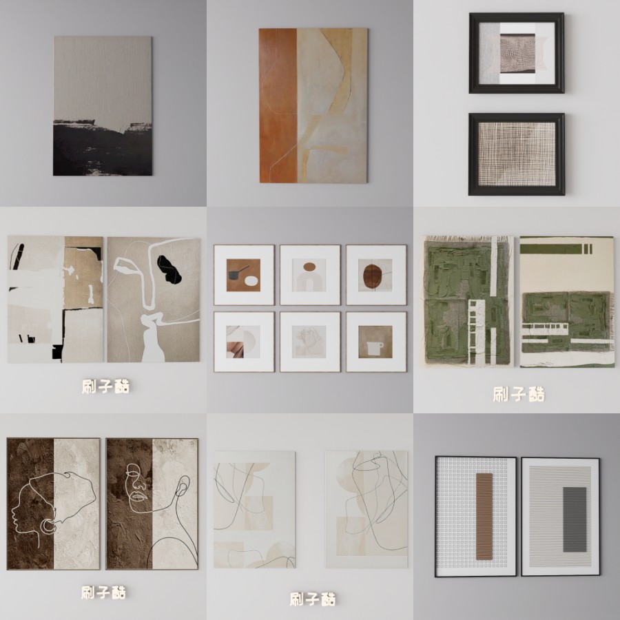 D5挂画模型22个-刷子库