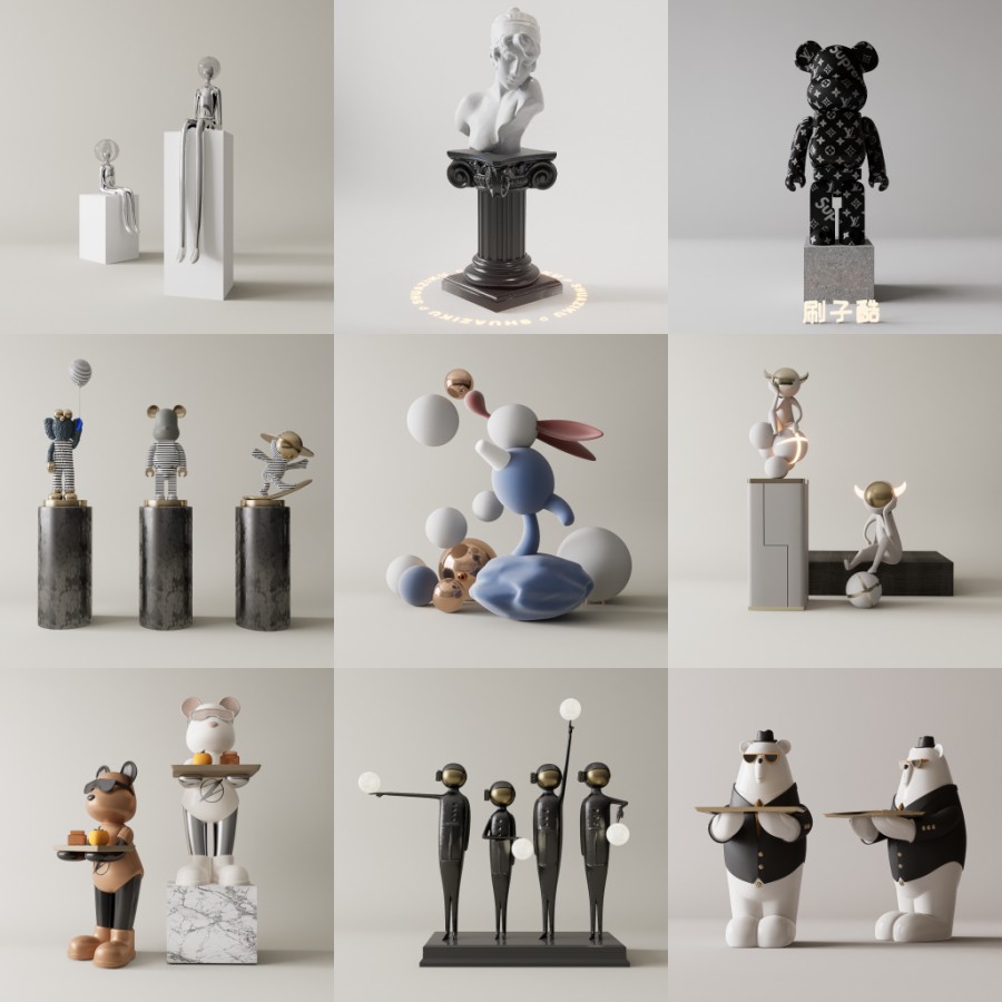 D5雕塑模型20个-刷子库