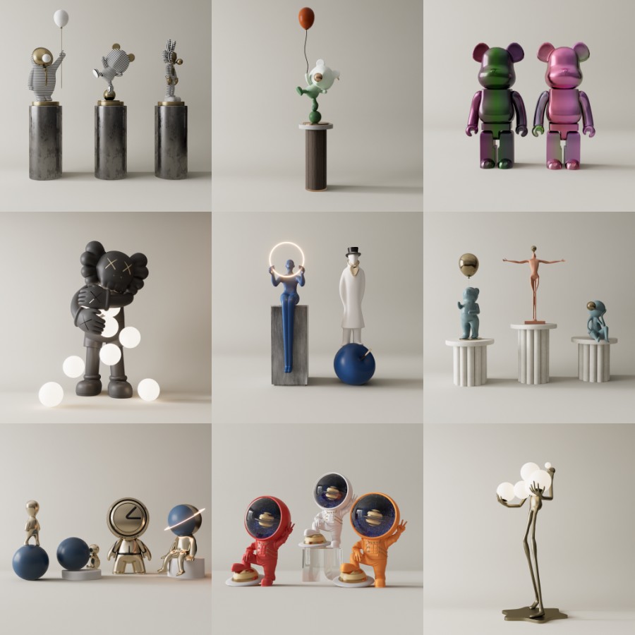 D5雕塑模型17个-刷子库