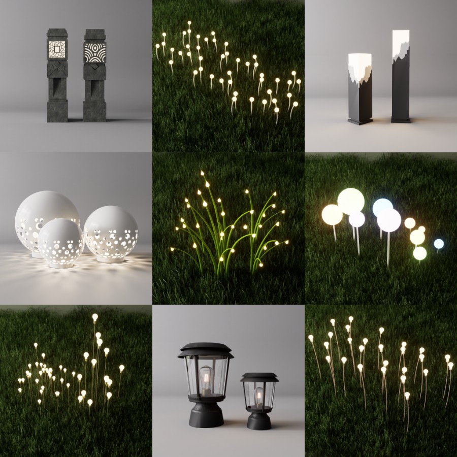 D5户外灯模型20个-刷子库