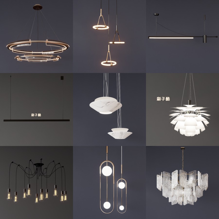 D5吊灯模型20个-刷子库
