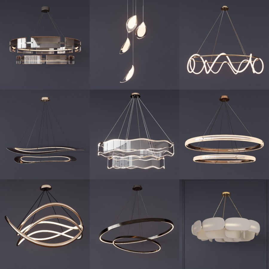 D5吊灯模型20个-刷子库