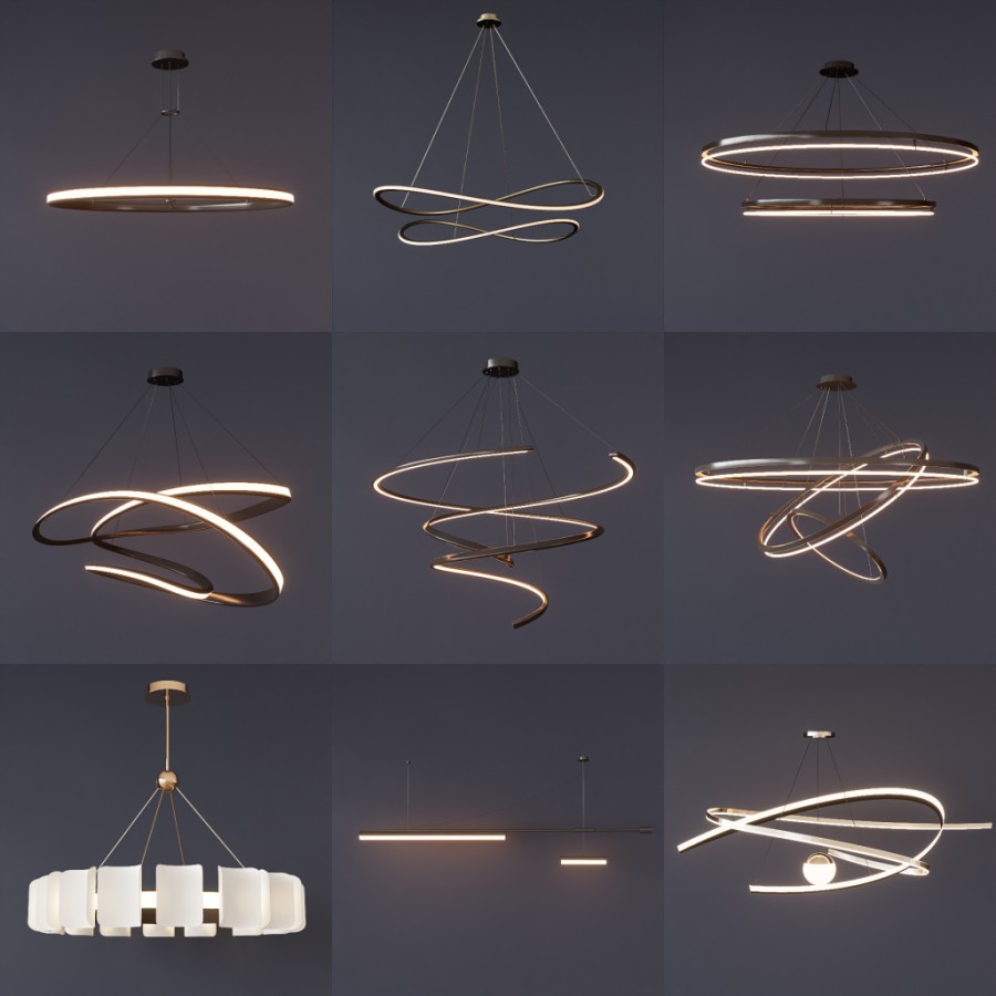 D5吊灯模型20个-刷子库