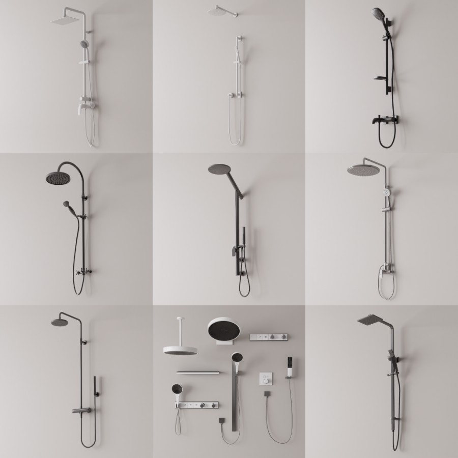 D5淋浴花洒模型21个-刷子库