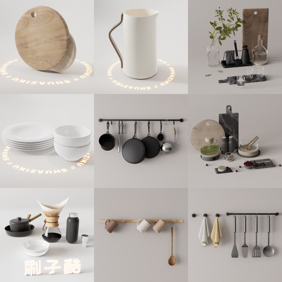 D5厨具模型20个-刷子库
