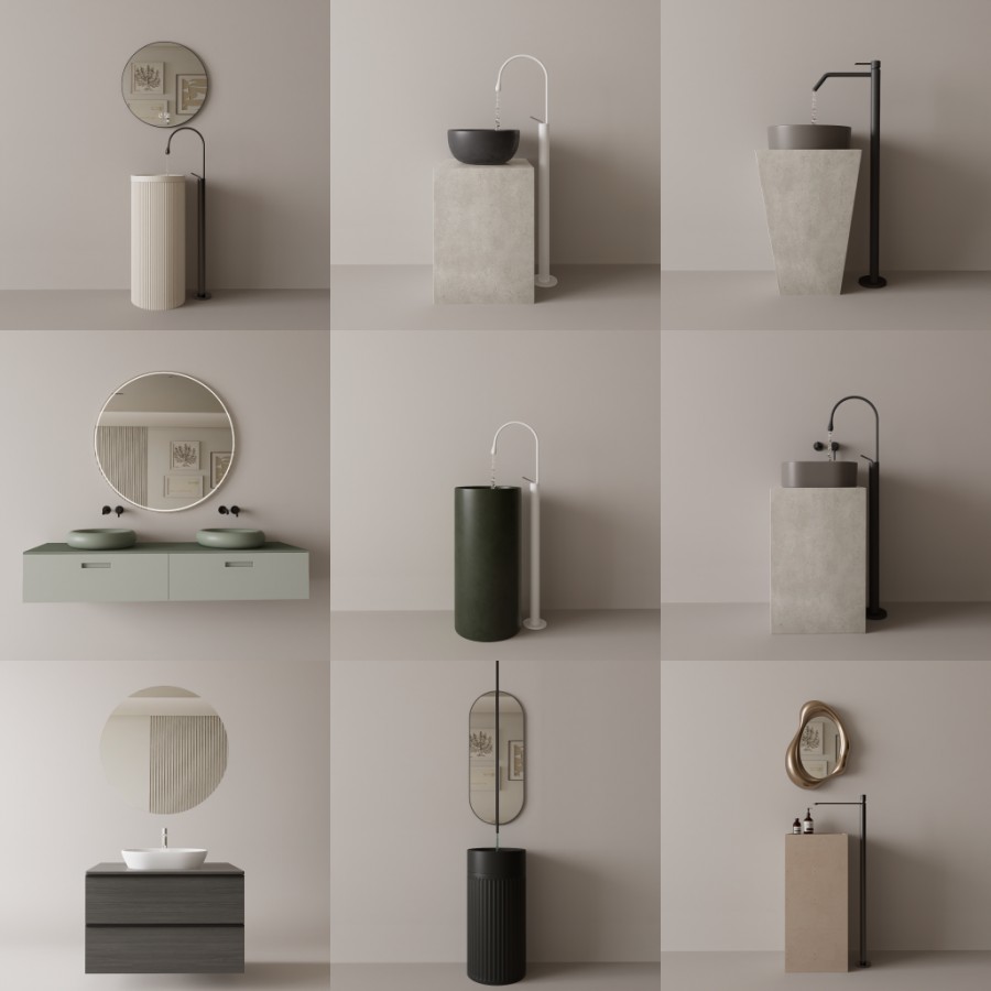 D5洗手台盆模型12个-刷子库