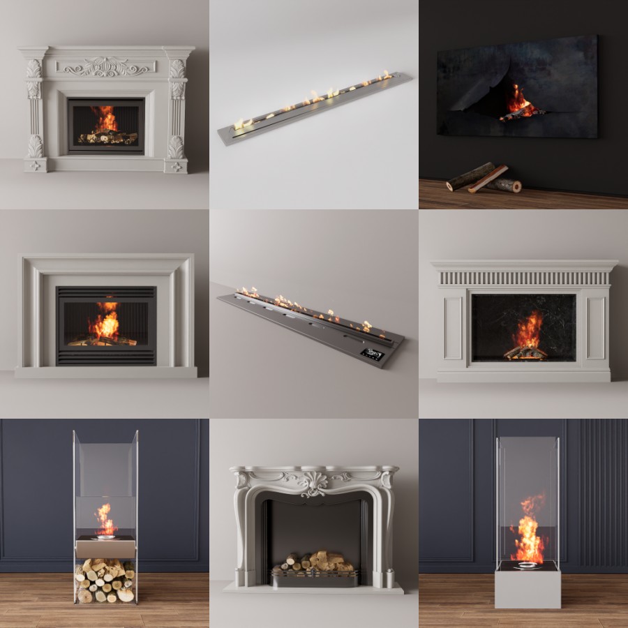 D5壁炉模型9个-刷子库