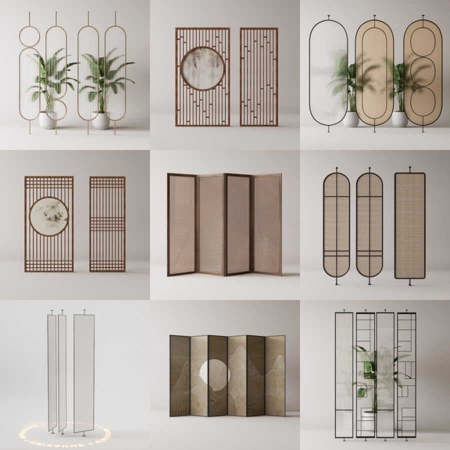 D5隔断屏风模型31个-刷子库