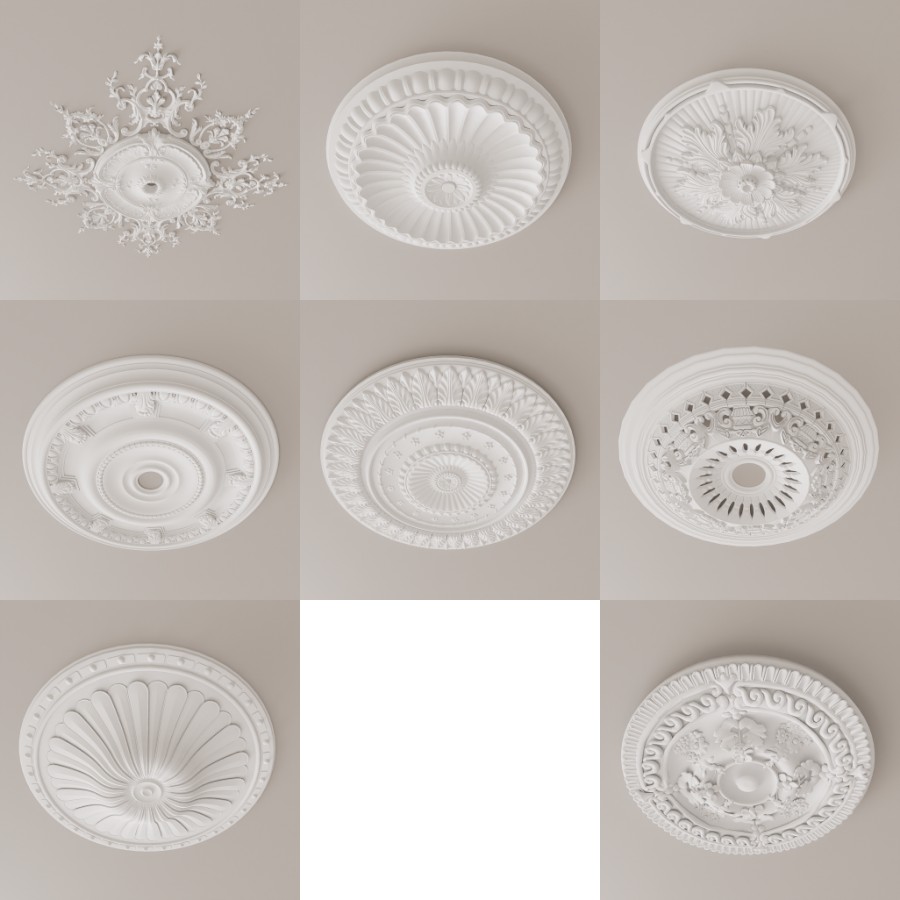 D5石膏灯盘模型8个-刷子库