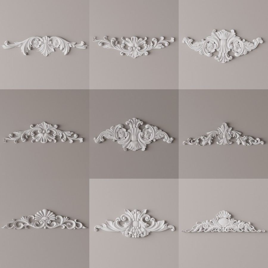D5石膏雕花构件模型20个-刷子库