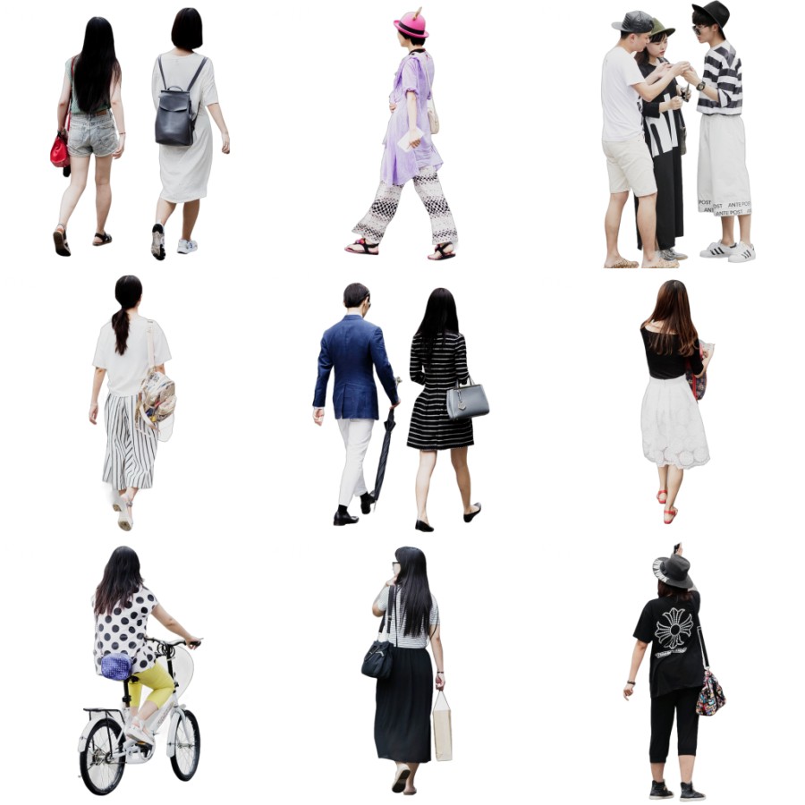 D5渲染器2D行走人物模型17个-刷子库