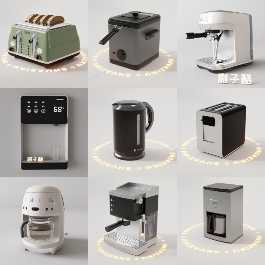 D5家用厨房小电器模型19个-刷子库
