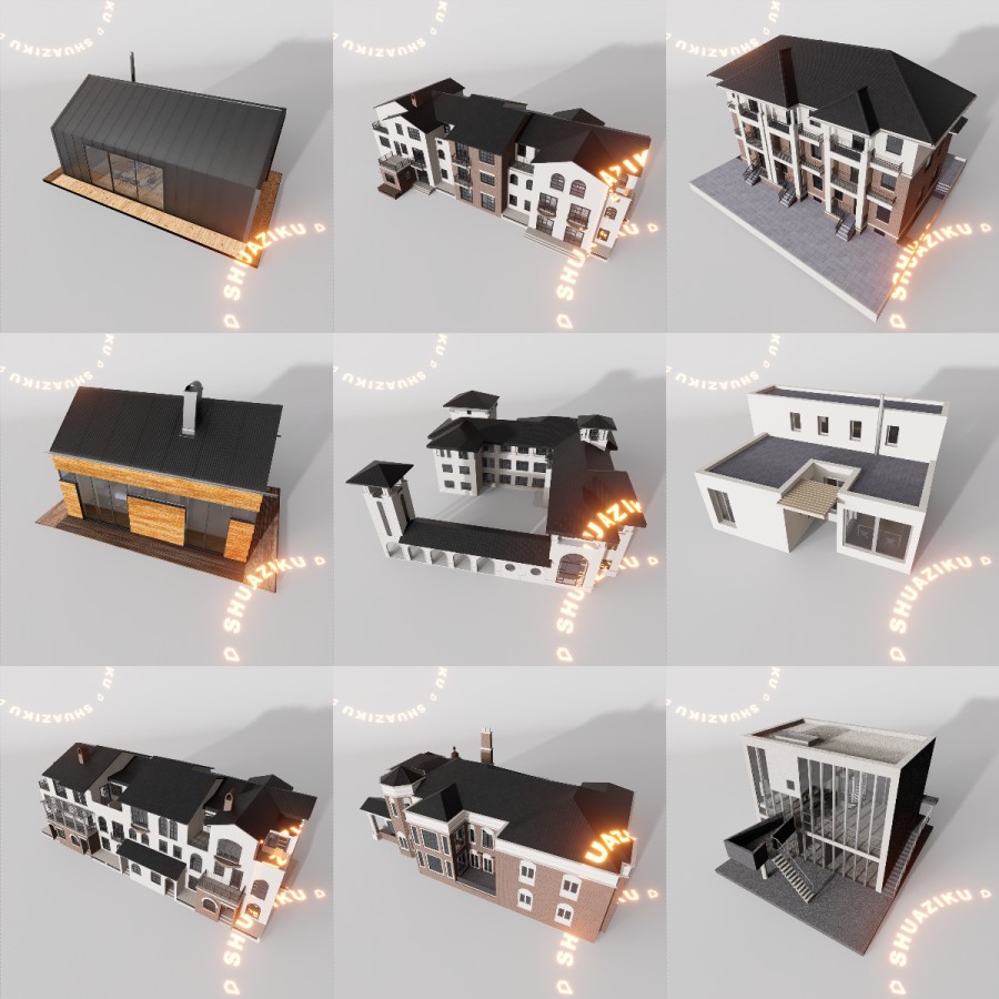 D5建筑楼房配楼模型20个-刷子库