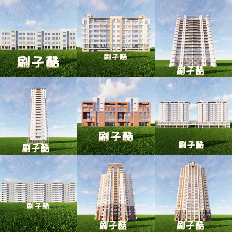D5建筑楼房配楼模型20个-刷子库