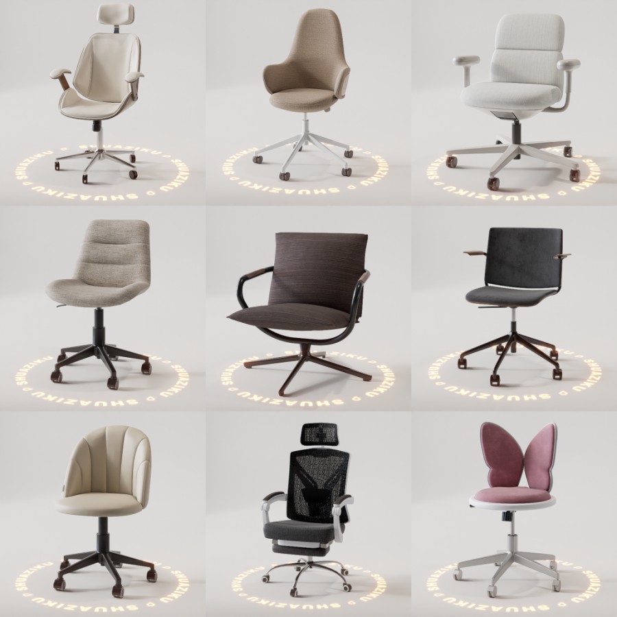 D5渲染器办公椅模型10个-刷子库