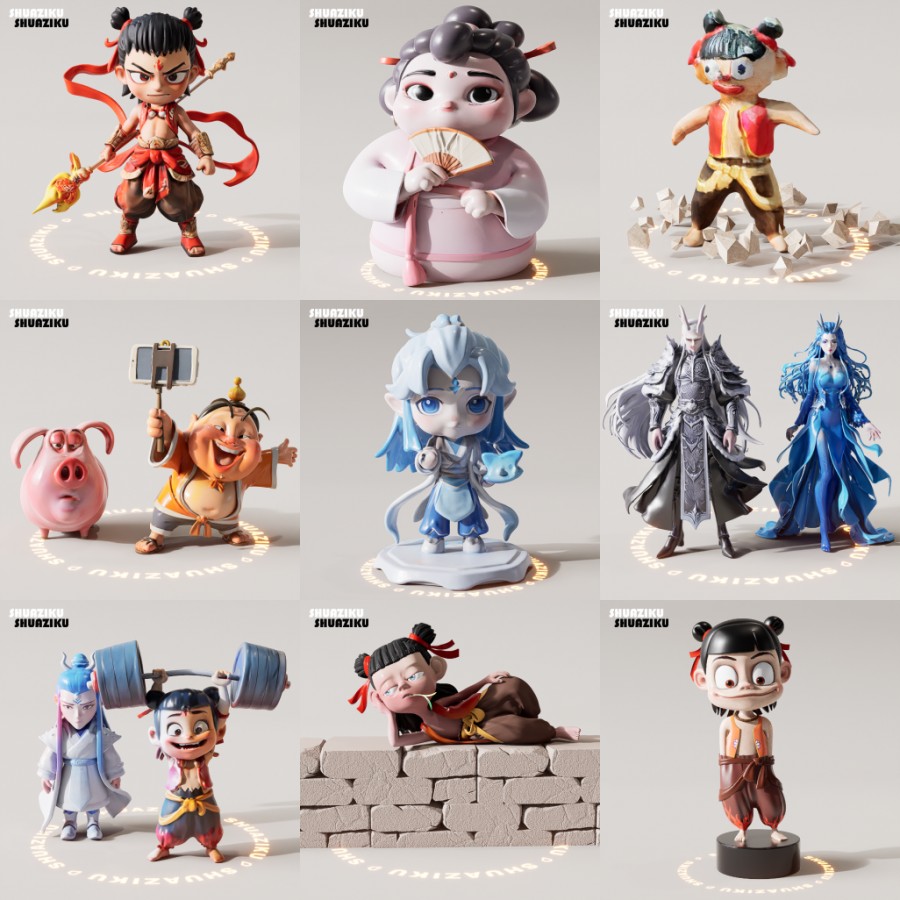 D5渲染器玩偶手办模型哪吒系列20款-刷子库