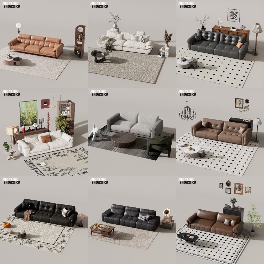 D5渲染器沙发组合模型10款-刷子库