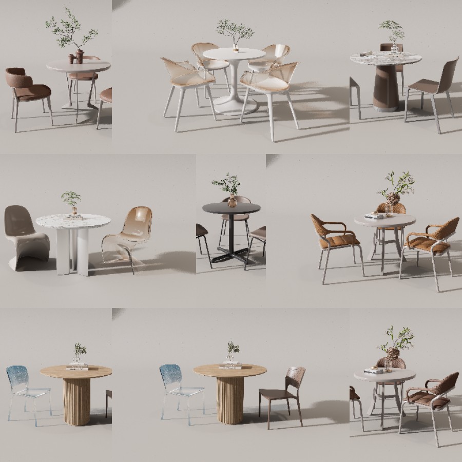 D5渲染器休闲桌椅组合模型25款-刷子库
