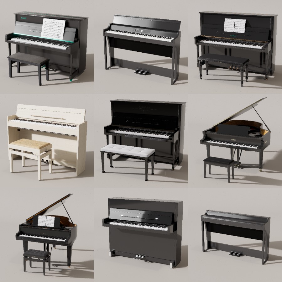 D5渲染器钢琴模型55款-刷子库